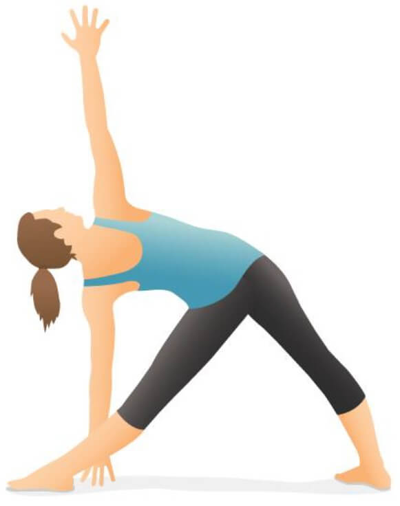 Postura de yoga del triangulo o trikonasana